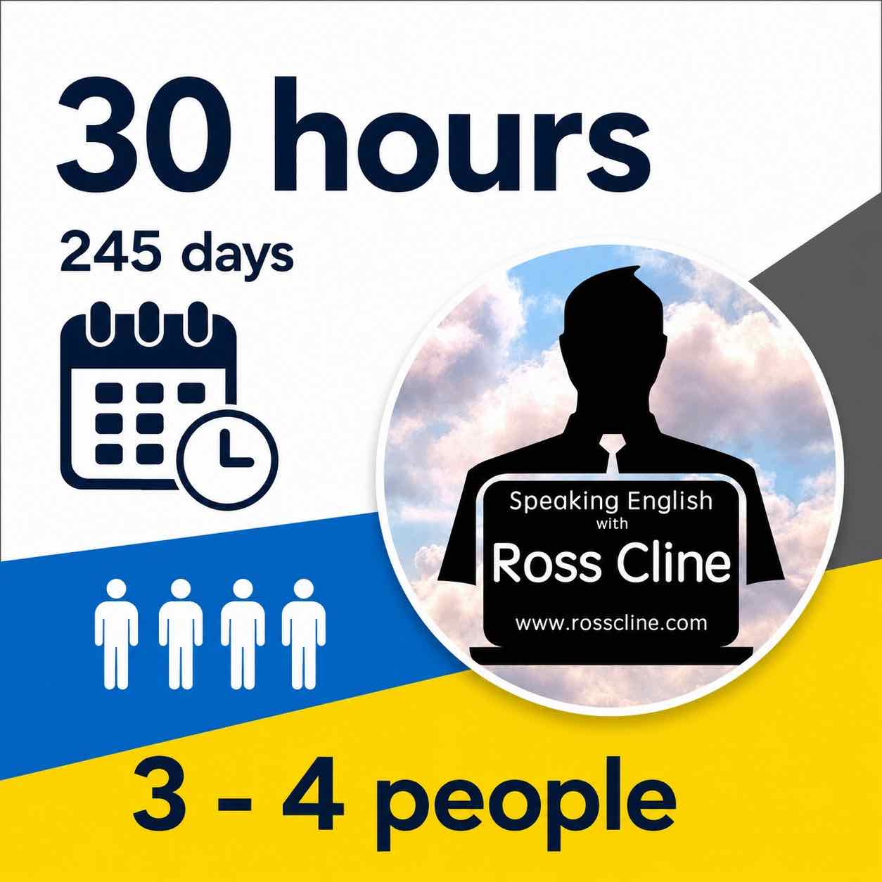 30-Hour Private English Lesson Package for 3–4 People